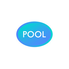 Oval blue color swimming pool vector illustration. Round shape neon pool club logo. Water symbol. Website button sign.