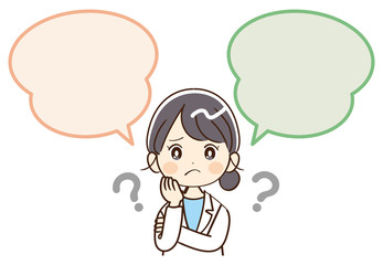 女性、医者、ふきだし、疑問