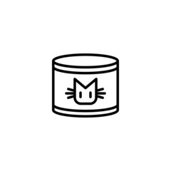 Cat food vector icon in linear, outline icon isolated on white background