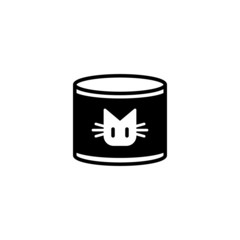 Cat food vector icon in black solid flat design icon isolated on white background