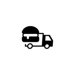 Food delivery vector icon in black solid flat design icon isolated on white background