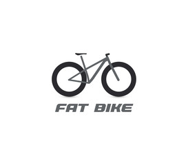 Black fat mountain bike silhouette logo. All-terrain bicycle logotype. Professional cycling icon. Cross country cycle, bike ride sign.
