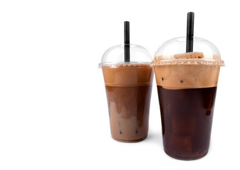 Frappe coffee on white background