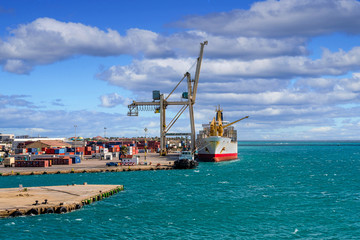 Freight Shipping operation on the coast of Aruba