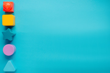 Children's developing games collect designer on a blue background. flatly