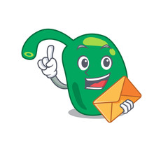 A picture of cheerful pineal cartoon design with brown envelope