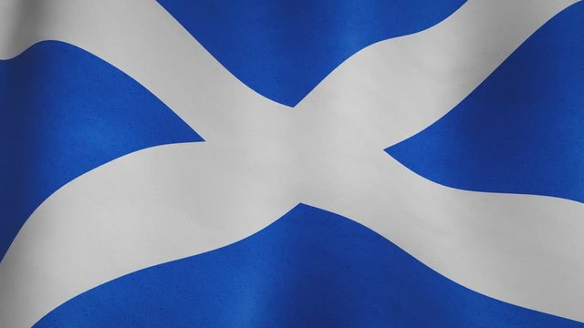 Scotland waving flag closeup means freedom or government - looping video animation