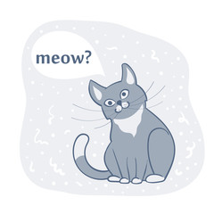 Fototapeta na wymiar Vector illustration, a cartoon cute sitting gray cat.