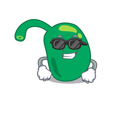 cartoon character of pineal wearing classy black glasses