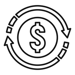Convert money icon. Outline convert money vector icon for web design isolated on white background