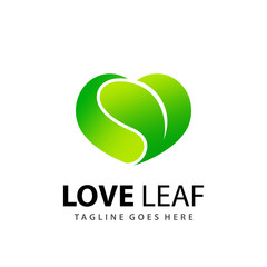 Awesome Gradient Love Leaf Business Modern Logo Design Template Vector