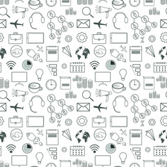 Fototapeta na wymiar seamless Wallpaper with various icons on a business theme in gray