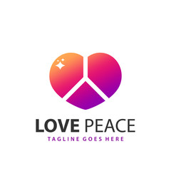 Awesome Gradient Love Peace Modern Logo Design Template Vector