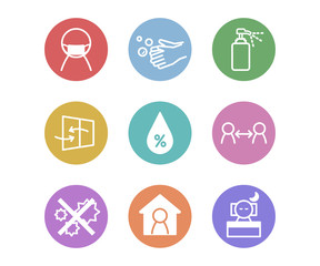 感染症対策のアイコンのセット／予防／イラスト