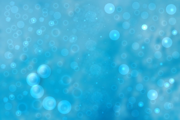Naklejka na ściany i meble Abstract underwater illustration. Nice abstract gradient blue white lightening bokeh background with circles from unterwater bubbles. Beautiful blue texture with space.