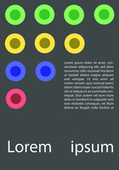 Fototapeta premium Abstract Poster with colour circles. Design backgound in swiss flat style. Banner design with shapes.