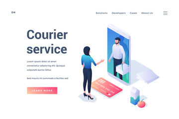 Vector banner for courier service app advertisement