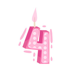 Birthday Number Candle as Festive Cake Decoration Element Vector Illustration