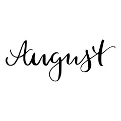 August - handwritten text for calendar design modern calligraphy vector