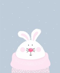 Vector illustration with a cute Bunny, children's hand drawing.