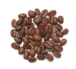 roasted coffee beans arabica isolated on a white background