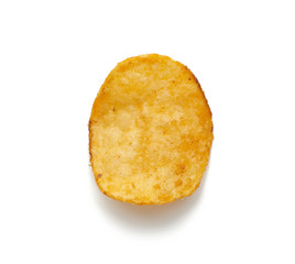round fried potato chips with paprika isolated on white background