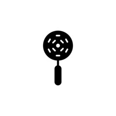 Slotted spoon vector icon in black solid flat design icon isolated on white background