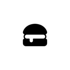 Hamburguer vector icon in black solid flat design icon isolated on white background