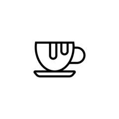 Hot chocolate vector icon in linear, outline icon isolated on white background