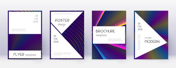 Stylish brochure design template set. Rainbow abst