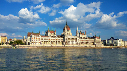 Budapest Hungary parliament with Danube river