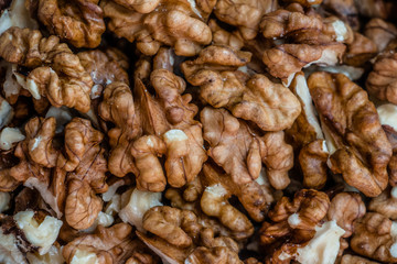 beautiful peeled walnut halves, walnuts background