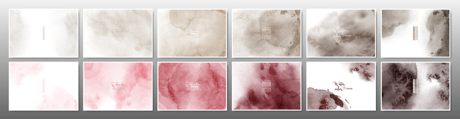 Set of red-brown earth tone watercolor background