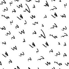 Monochrome seamless ink pattern hand drawn vector. There is a swatch in the panel