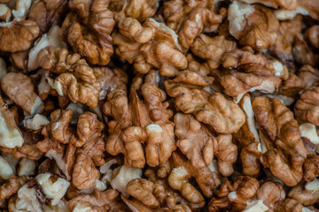 beautiful peeled walnut halves, walnuts background