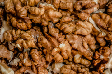 beautiful peeled walnut halves, walnuts background