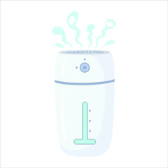 
Vector illustration of an object, logo, humidifier. Home microclimate, aroma diffuser, aromatherapy, maintaining air humidity. Home appliance.