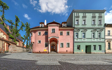 Zabkowice Slaskie, Poland. Local landmark - the oldest preserved residential building in the town