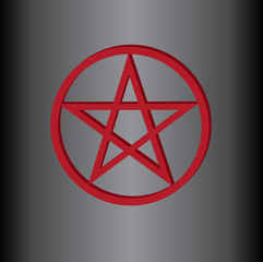 The inverted pentagram circumscribed by a circle (also known as a pentacle) is often used to represent Satanism. The star in the circle on red color that shows the connection to Satan.