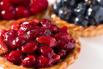 Tart with fresh wild strawberries