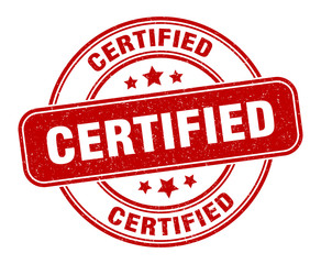 certified stamp. certified label. round grunge sign