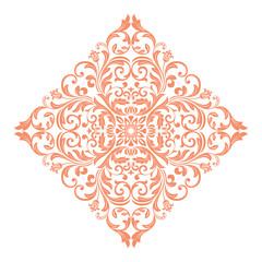 Damask graphic ornament. Floral design element. Pink vector pattern