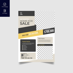 Elegant Real Estate Flyer Home for Sale for Modern Home Interior Design Editable Vector Template