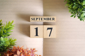 September 17, Appointment date with number cube design for background.