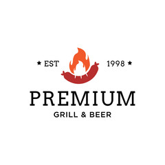 Creative Grill Restaurant Concept Logo Design Template