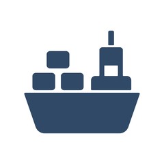 Cargo ship icon. International freight transport sign. Flat design style.