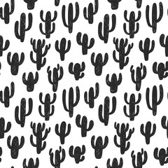 Seamless vector patten with  cactus silhouettes