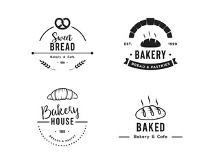 Creative Bakery Concept Logo Design Template, Black and White, Set Logo