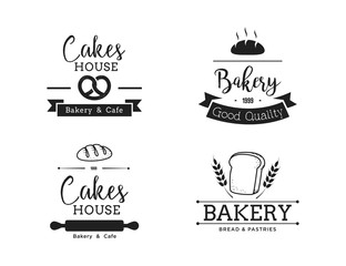 Creative Bakery Concept Logo Design Template, Black and White, Set Logo