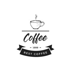 Creative Coffee Shop Concept Logo Design Template, Black and White, Badges